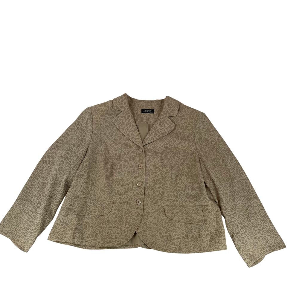 Giorgio Sant’Angelo Tan Textured Circle Blazer Jacket Women’s 24W Vintage 90s